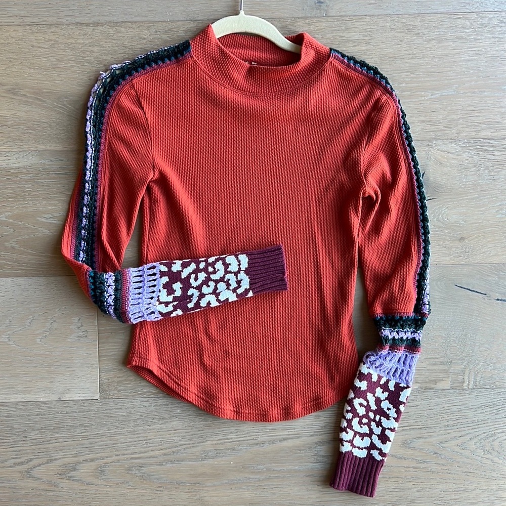 Free people orange switch it up thermal top sz xs
